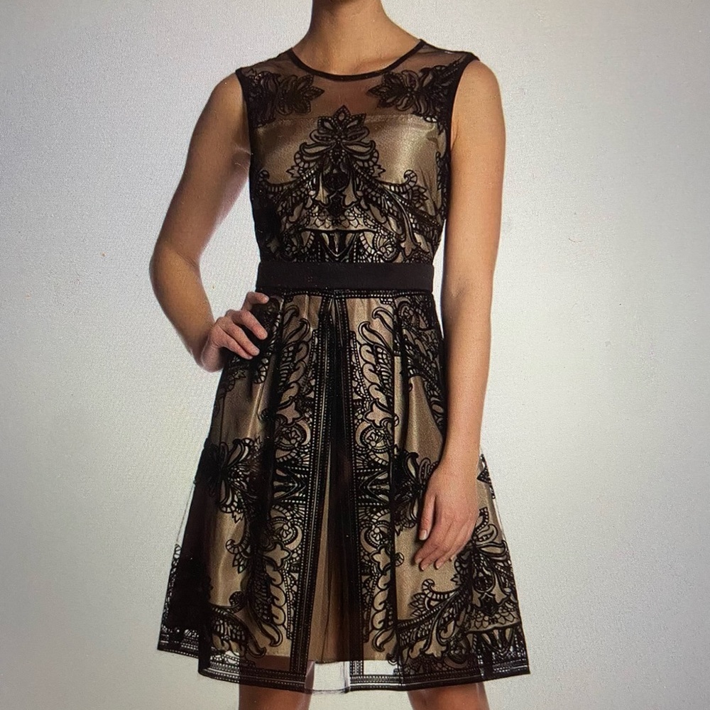 Black and gold after five| cocktail| evening dress, NWT, Size 8.